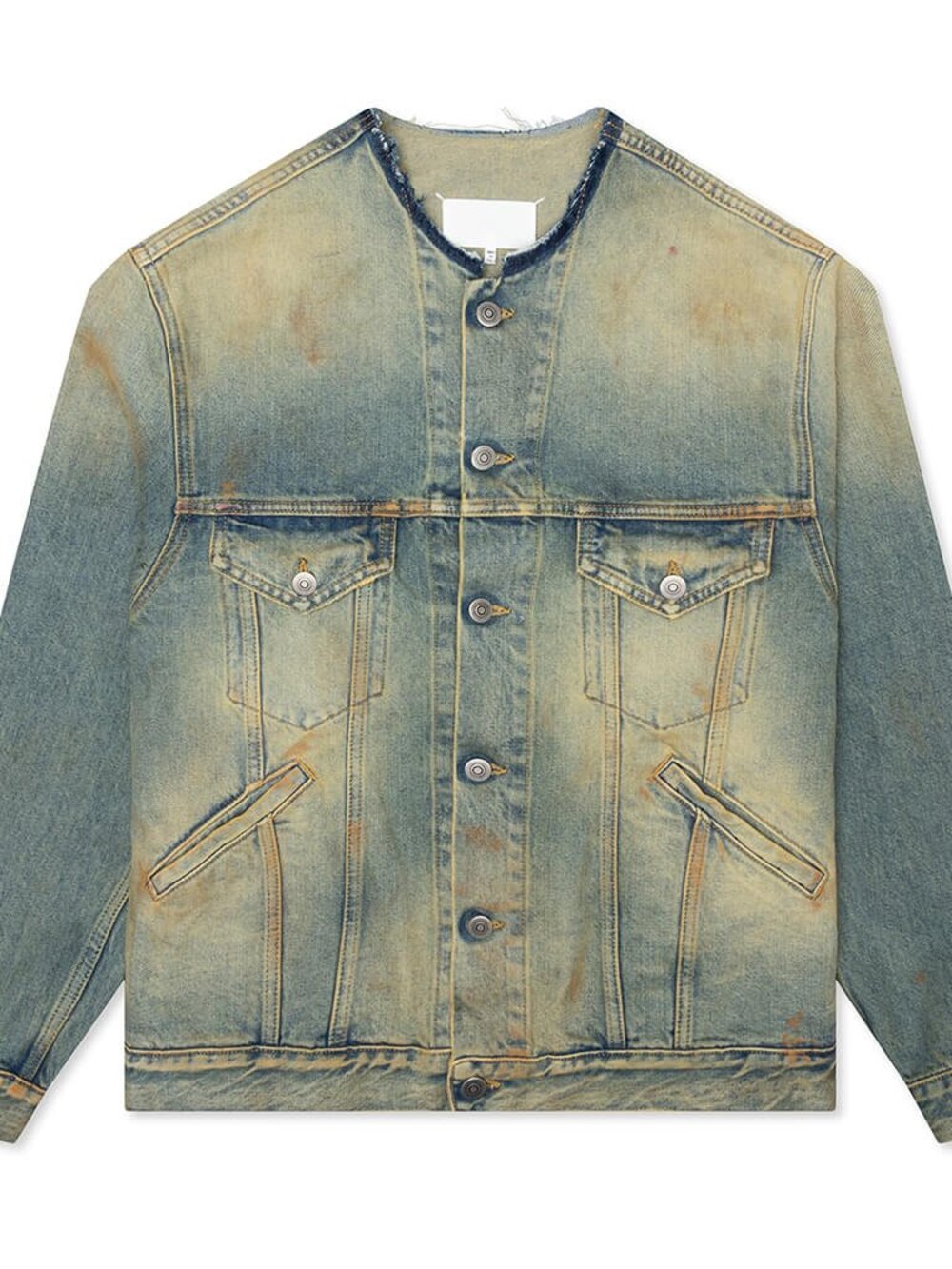 Maison Margiela Distressed-Effect Collarless Denim Jacket - 36 - NWT